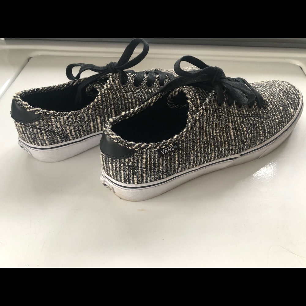 VANS Ultracush Lace-Up Sneakers Black White Tweed size 9.5